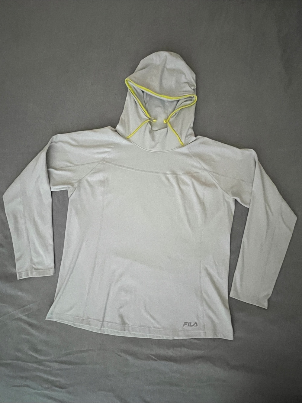 Fila White Hooded Long-Sleeve Pullover with Yellow Trim
